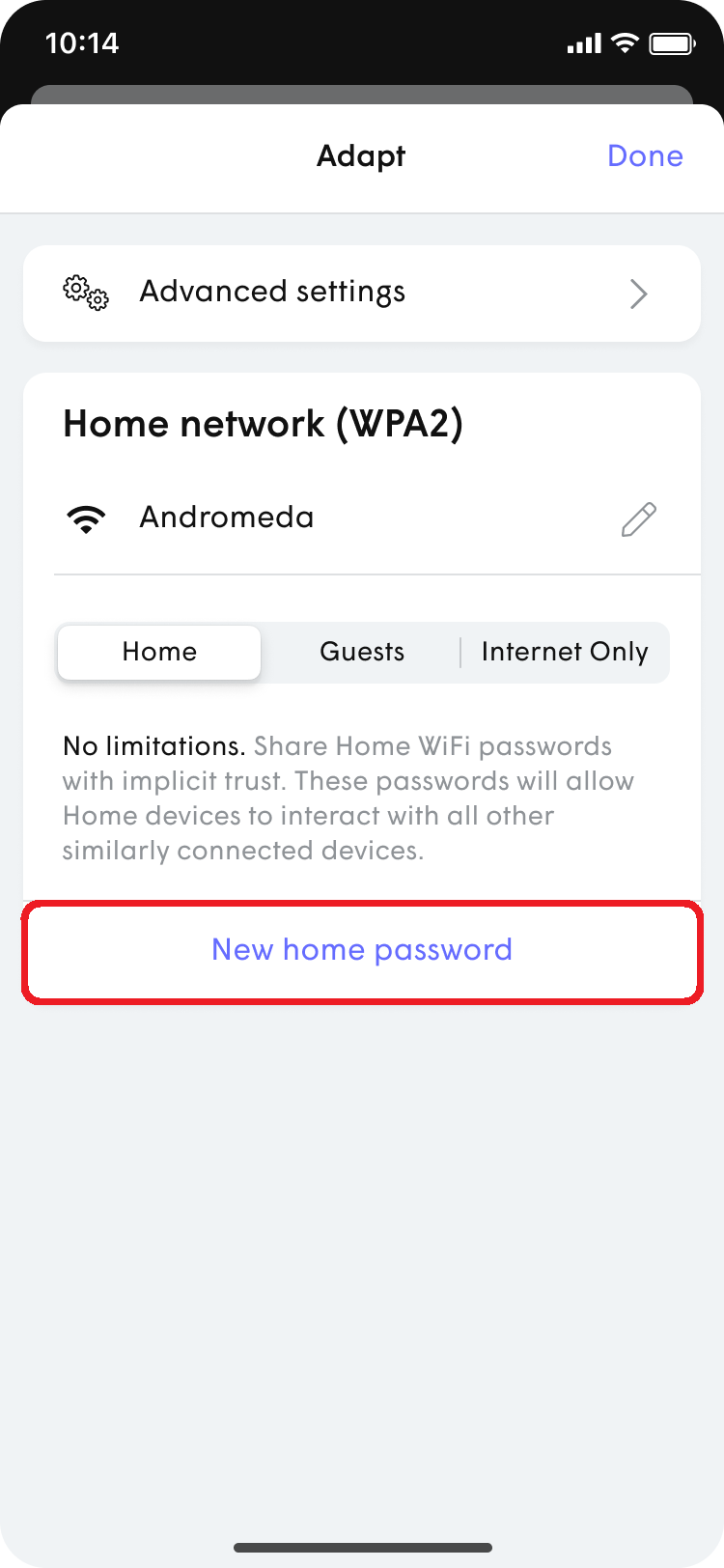 Change WiFi password nexstream